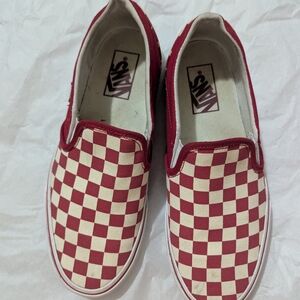 Vans Adult Red Checkered Slip-On Shoes